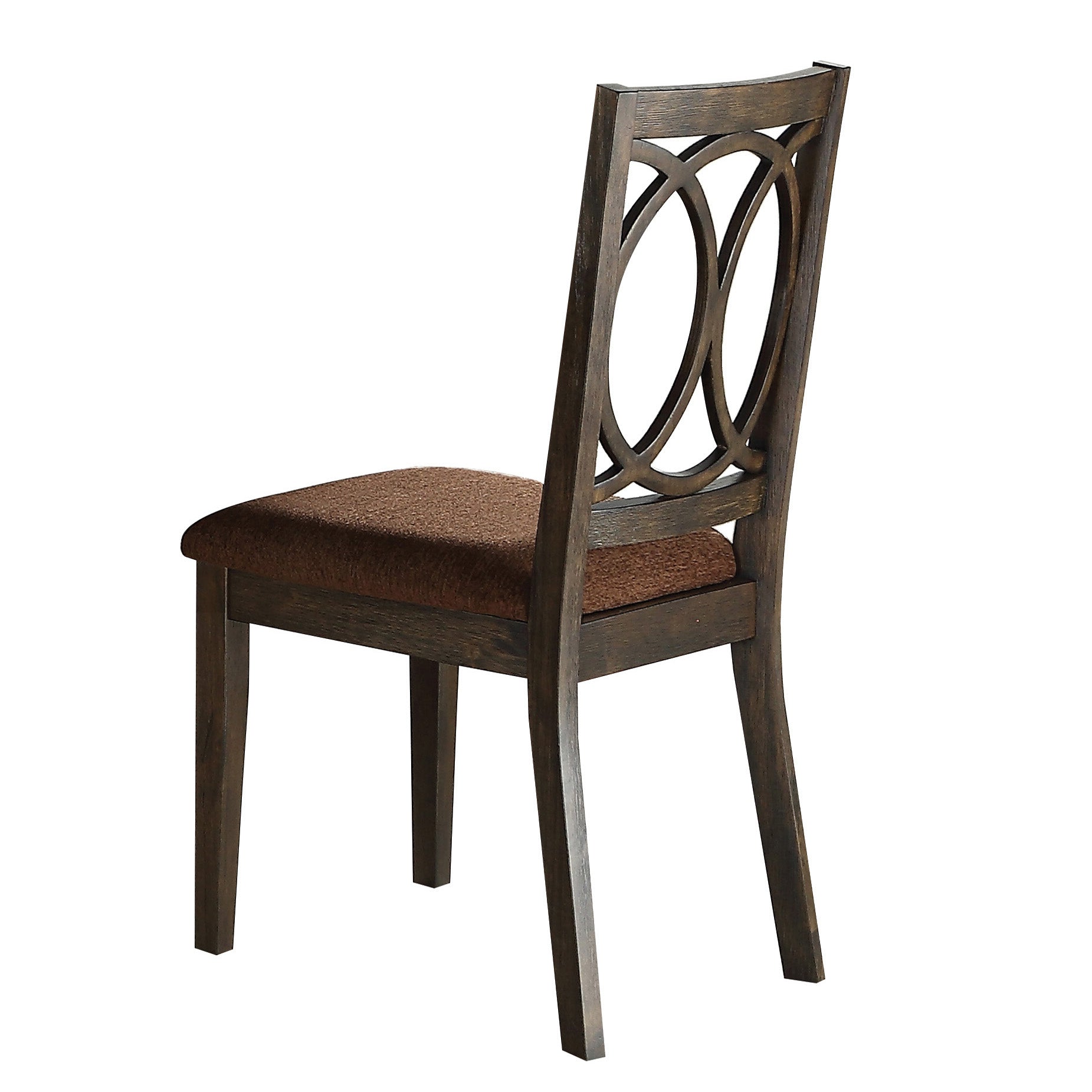 Brown And Espresso Side Chair With Padded Seat Set Of 2 Solid Espresso Dining Room Traditional Side Chair Open Back Set Of 2 Wood Fabric