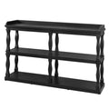 Console Table With 3 Tier Open Storage Spaces And Roman Column Effect Support Legs,Narrow Sofa Entry Table For Living Room, Entryway And Hallway Black Black Primary Living Space Floor Mount Console Tables Glossy Mdf Mdf
