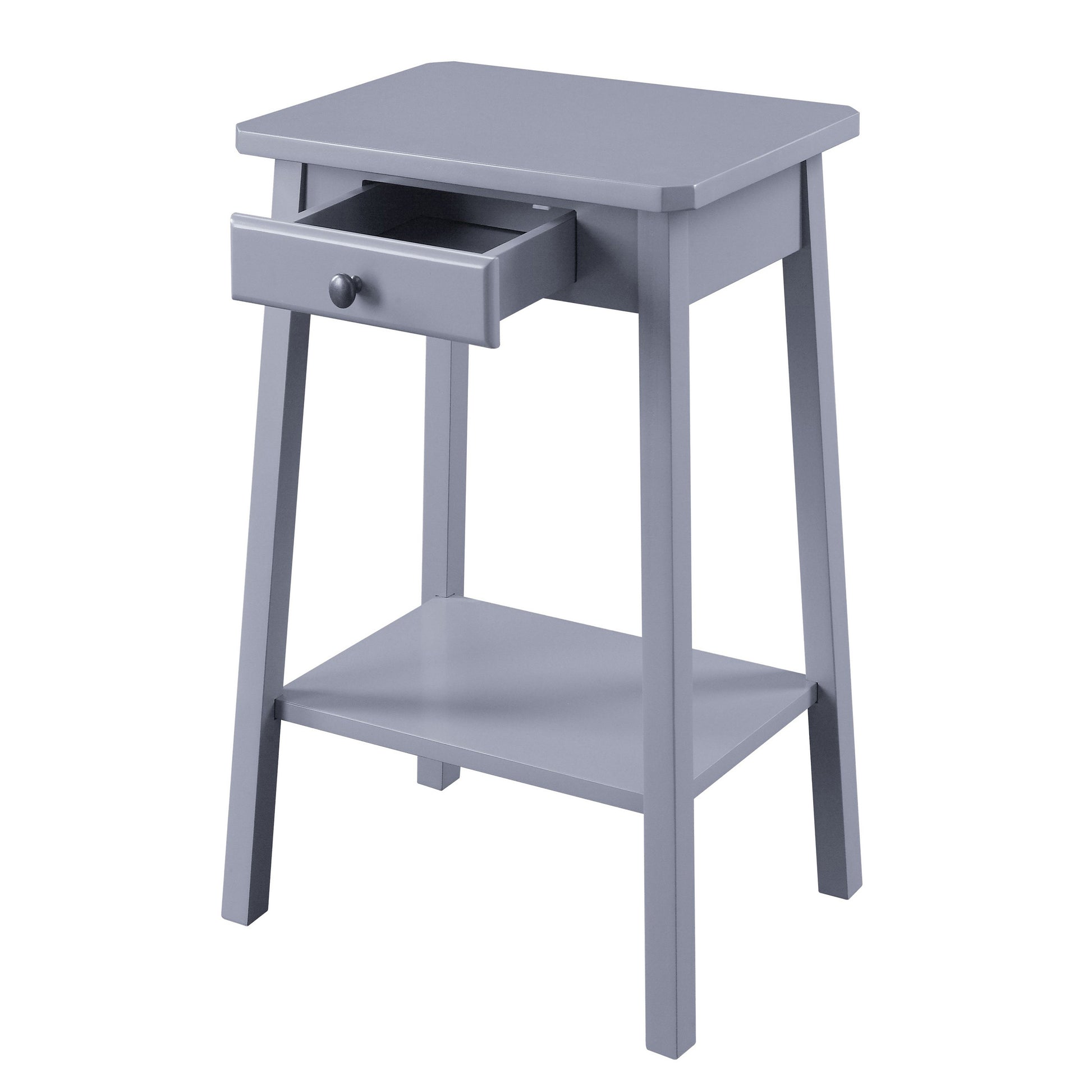 Grey End Table With Bottom Shelf Grey Primary Living Space Rectangular Wood