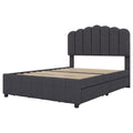 Full Size Upholstered Bed With 4 Storage Drawers,Wood Slat Support, Gray Full Gray Upholstered