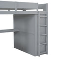 Full Size Wooden Loft Bed With Wardrobe, Desk, Drawers, Shelves, Gray Full Gray Plywood