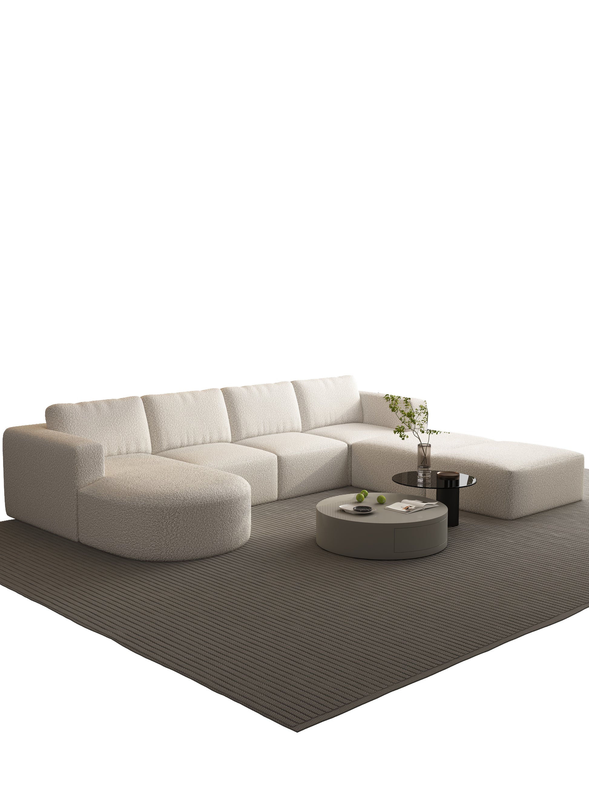 104.32*70.86 Modular Sectional Sofa Sleeper Couch, Sectional Sofa With Chaise And Ottoman, Convertible U Shaped Modular Sofa Set. Compressed Sponge, White. Combo A B C D White Primary Living Space Soft Minimalist,Modern Foam Spring 5 Seat