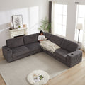 110 Inch Oversized Corduroy Corner Sofa,L Shaped Corner Couch With Two Storage Spaces,Usb Port & T Pyce Port And Cup Holderdeep Seat Comfy Upholstered Couches For Living Room Not Freely Combinable Dark Grey Corduroy 5 Seat