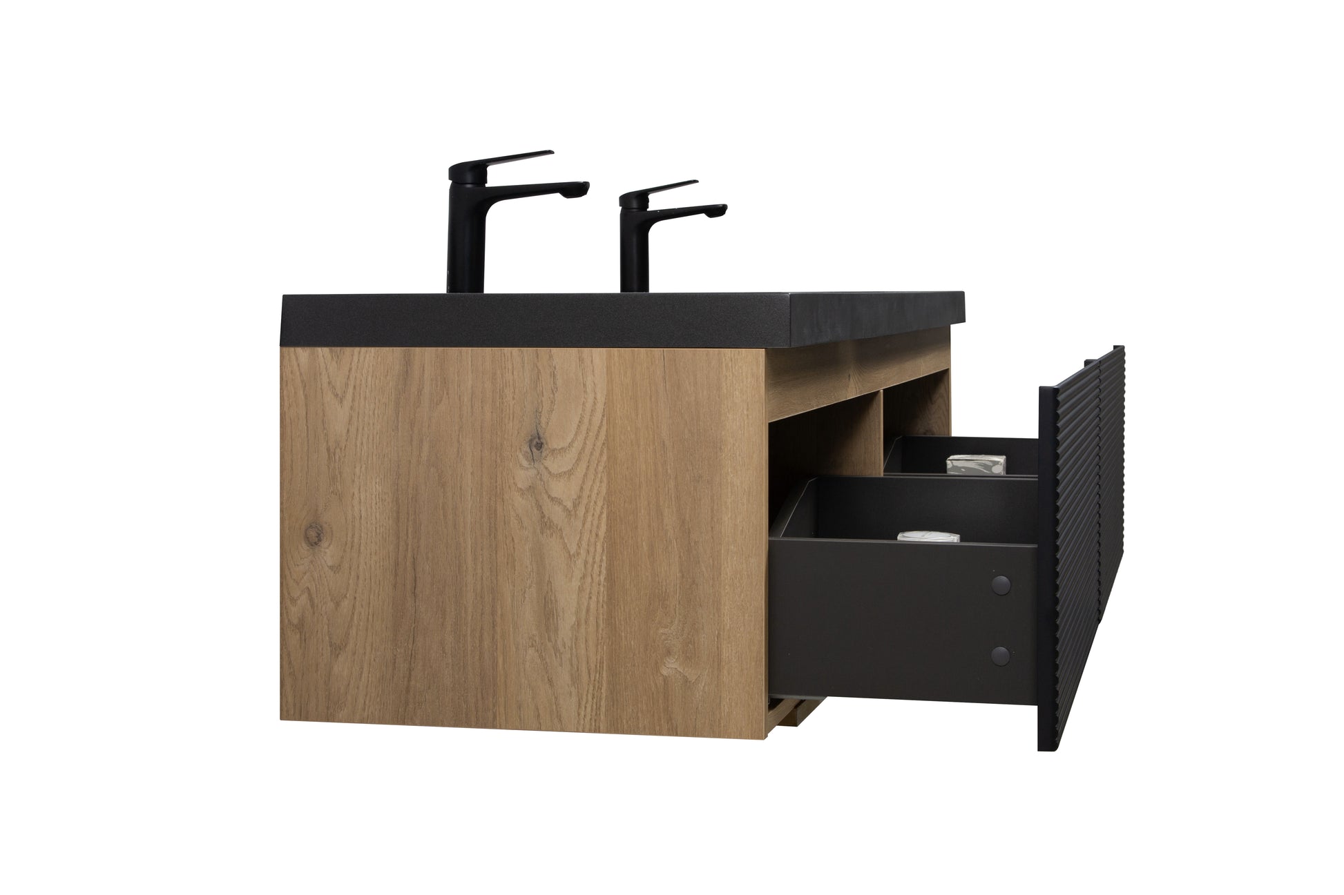 60" Floating Bathroom Vanity With Two Sinks, Modern Wall Mounted Bathroom Storage Vanity Cabinet With Countertop And Soft Close Drawers, Ink Black Cruis 60 Black Wood