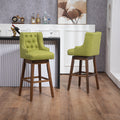 Coolmore Bar Stools Set Of 2 Counter Height Chairs With Footrest For Kitchen, Dining Room And 360 Degree Solid Wood Legs Swivel Bar Stools Set Of 2 Olive Linen Olive Foam Linen