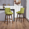 Coolmore Bar Stools Set Of 2 Counter Height Chairs With Footrest For Kitchen, Dining Room And 360 Degree Solid Wood Legs Swivel Bar Stools Set Of 2 Olive Linen Olive Foam Linen