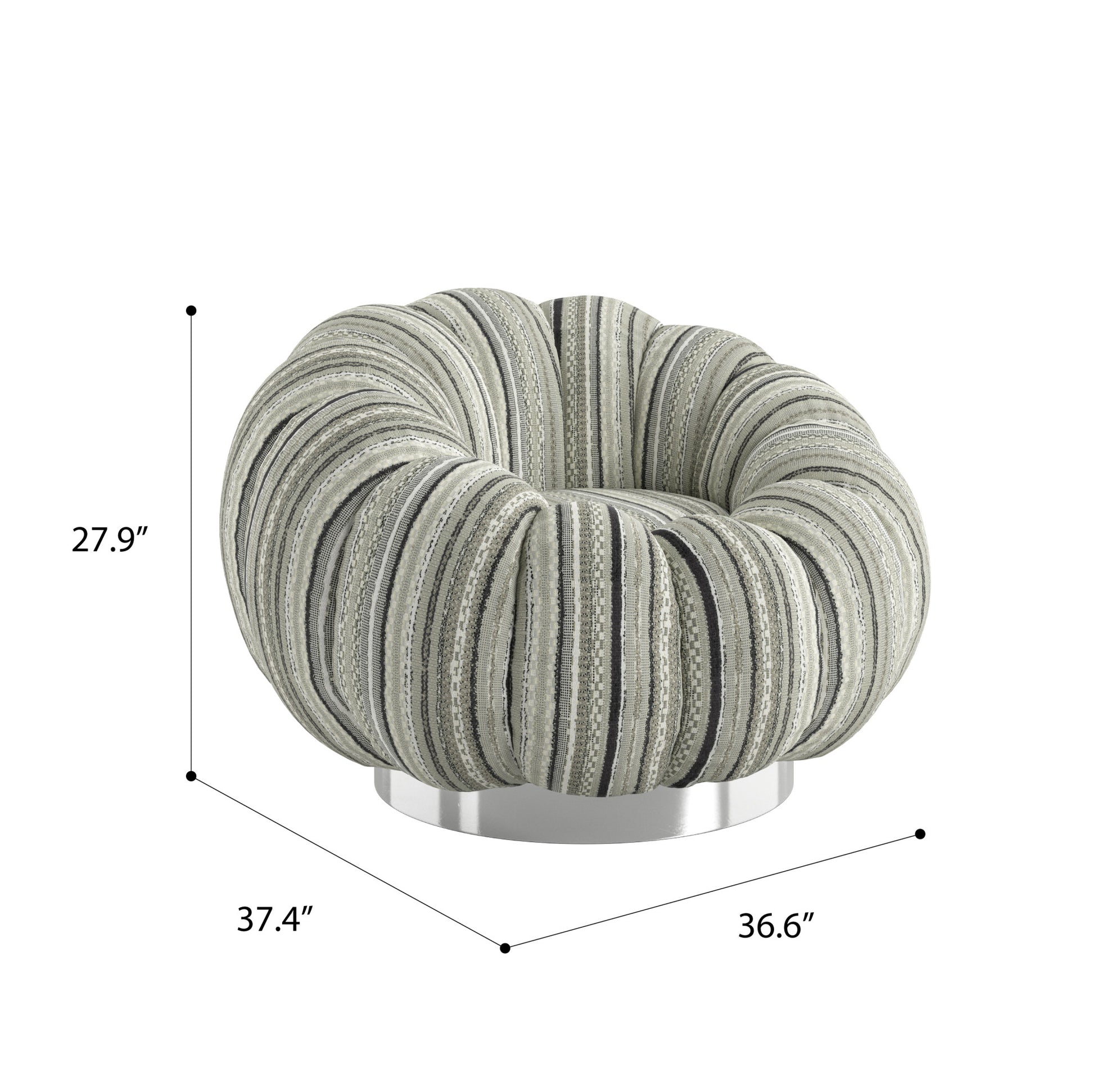 Lillie Black Stripe Pumpkin Swivel Accent Chair Black Primary Living Space Transitional Foam Solid Wood