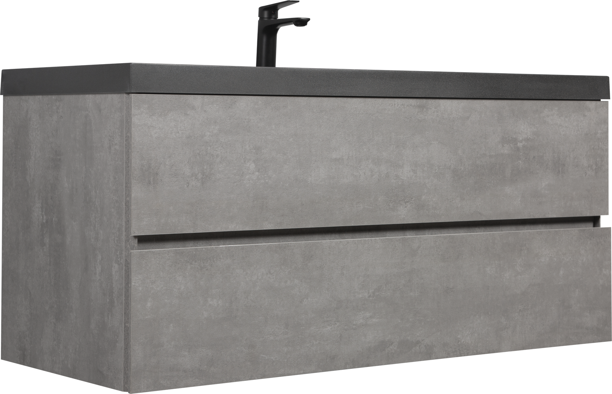 48'' Wall Hung Bathroom Vanity In Ash Gray With Black Top 24Vedi 48B 2 Grey Wall Mounted Plywood