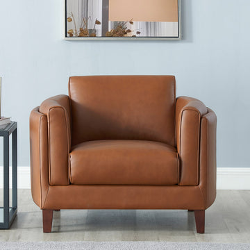 Maui Leather Chair Brown Down Filling Genuine Leather