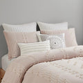 3 Piece Cotton Jacquard Duvet Cover Set Queen Pink Cotton