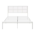 1Pc Eastern King Platform Bed, Metal Frame White Finish Faux Cane Panel Headboard Casual Coastal Bedroom Furniture, Bed In A Box Box Spring Not Required King White Metal Bedroom Casual,Coastal Metal