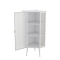 22.25'' Floor Coner Cabinet,Three Tiers With Tempered Glass Doors And Storage Shelves For Bathroom, Living Room And Bedroom White White Glass Metal