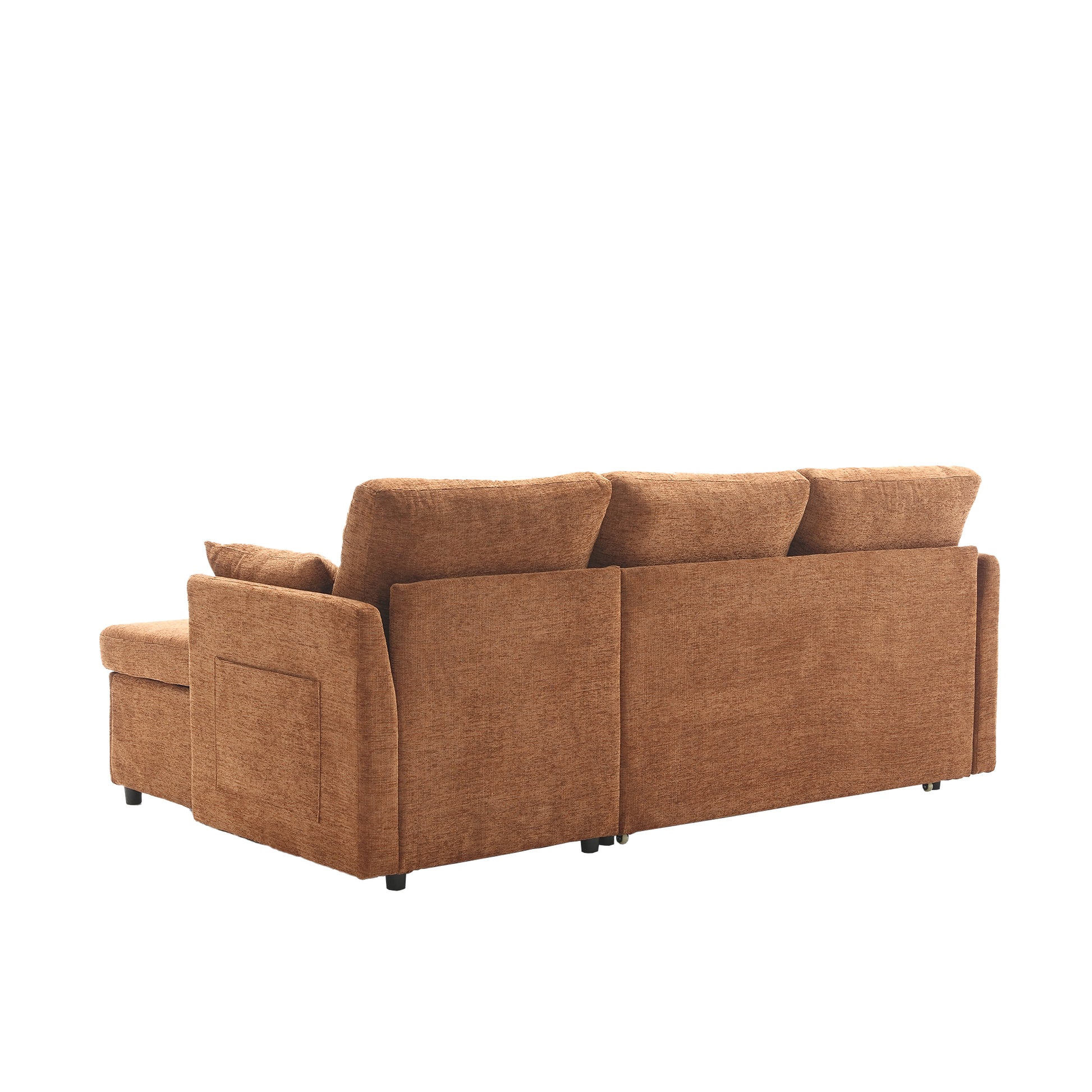 United We Win Furniture, Modular L Shaped Sofa, Modular Long Sofa With Reversible Chaise Lounge, Sofa Bed, Sleeper Sofa, Modular Sofa Combination With Storage Seats. Brown Chenille 3 Seat