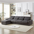 128 Inch Corduroy With Cup Holder Super Large L Shaped Sofa, Movable Footrest, Four Waist Pillows And Four Back Cushion, With Usb Port And T Pyce Port Grey Corduroy 4 Seat