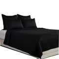 Kahn Hand Stitched Soft Sateen Queen Quilt With Cotton Fill, Matte Black Queen Black Cotton