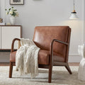 Living Room Accent Arms Bedroom,Office,Apartment, Reading Chair, Single, Faux Leather Brown Brown Wood