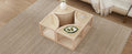 Round To Square Block Modular Coffee Table Light Natural Rattan With Storage 4 Piece Light Natural Rubber Wood