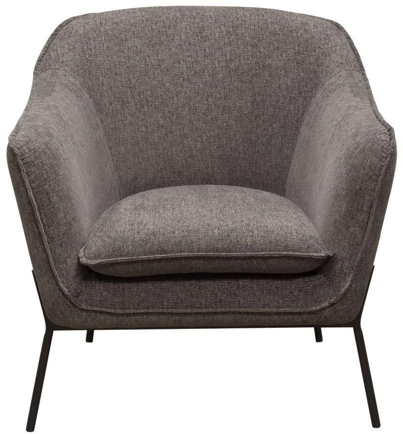 Polyester Upholstered Accent Chair With Splayed Metal Legs And Slope Armrests, Gray Grey Black Fabric Metal
