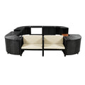 Spa Surround Spa Frame Quadrilateral Outdoor Rattan Sectional Sofa Set With Mini Sofa,Wooden Seats And Storage Spaces, Beige Yes Beige Water Resistant Frame Water Resistant Cushion Garden & Outdoor Sectional Seating Groups Foam Rattan Waterproof Fabric