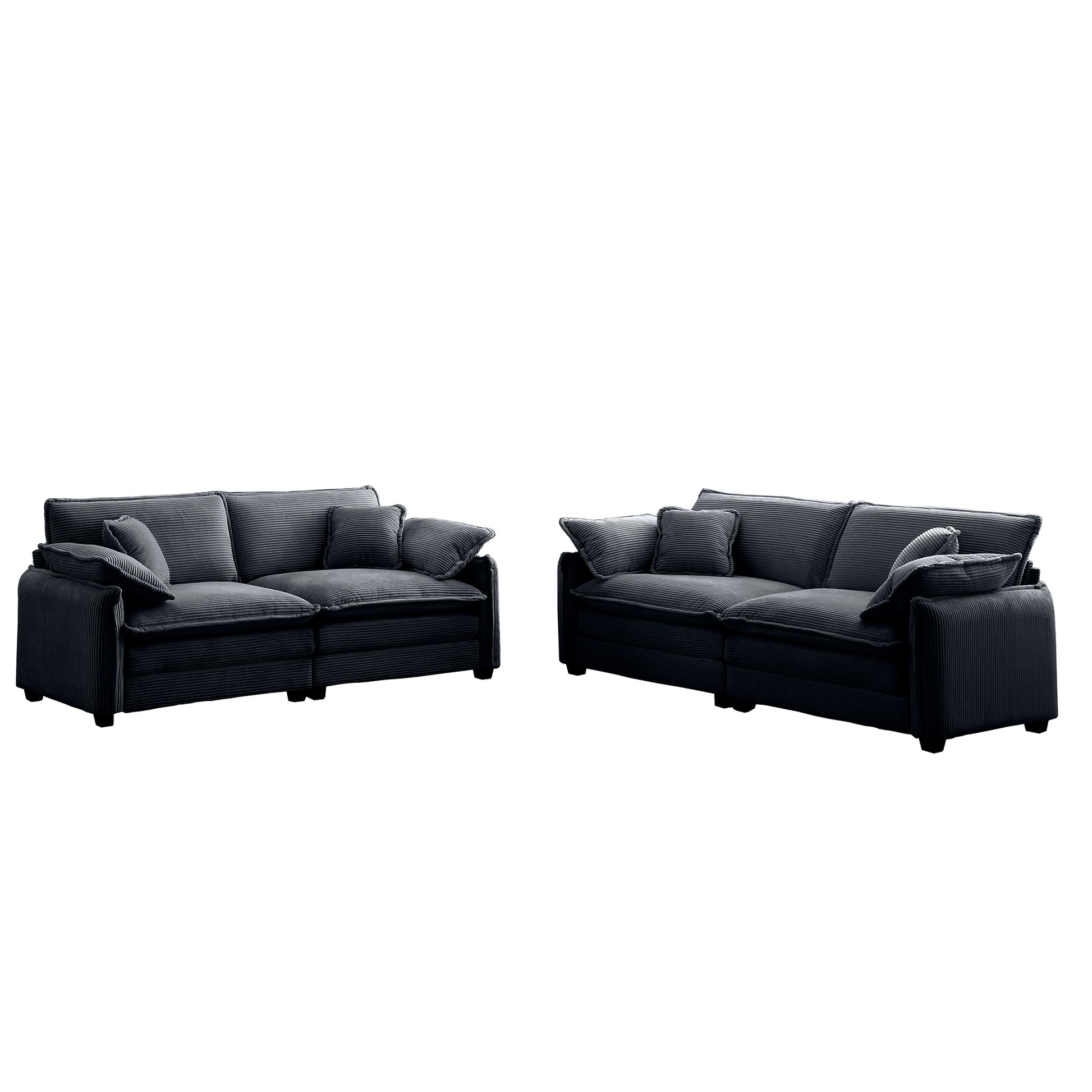 Family Sofa Set Deep Seat Sofa, Warm Sofa For Home Cinema And Living Room, One 2 Seater Sofa And One 3 Seater Sofa,Grey Corduroy Grey Corduroy 5 Seat