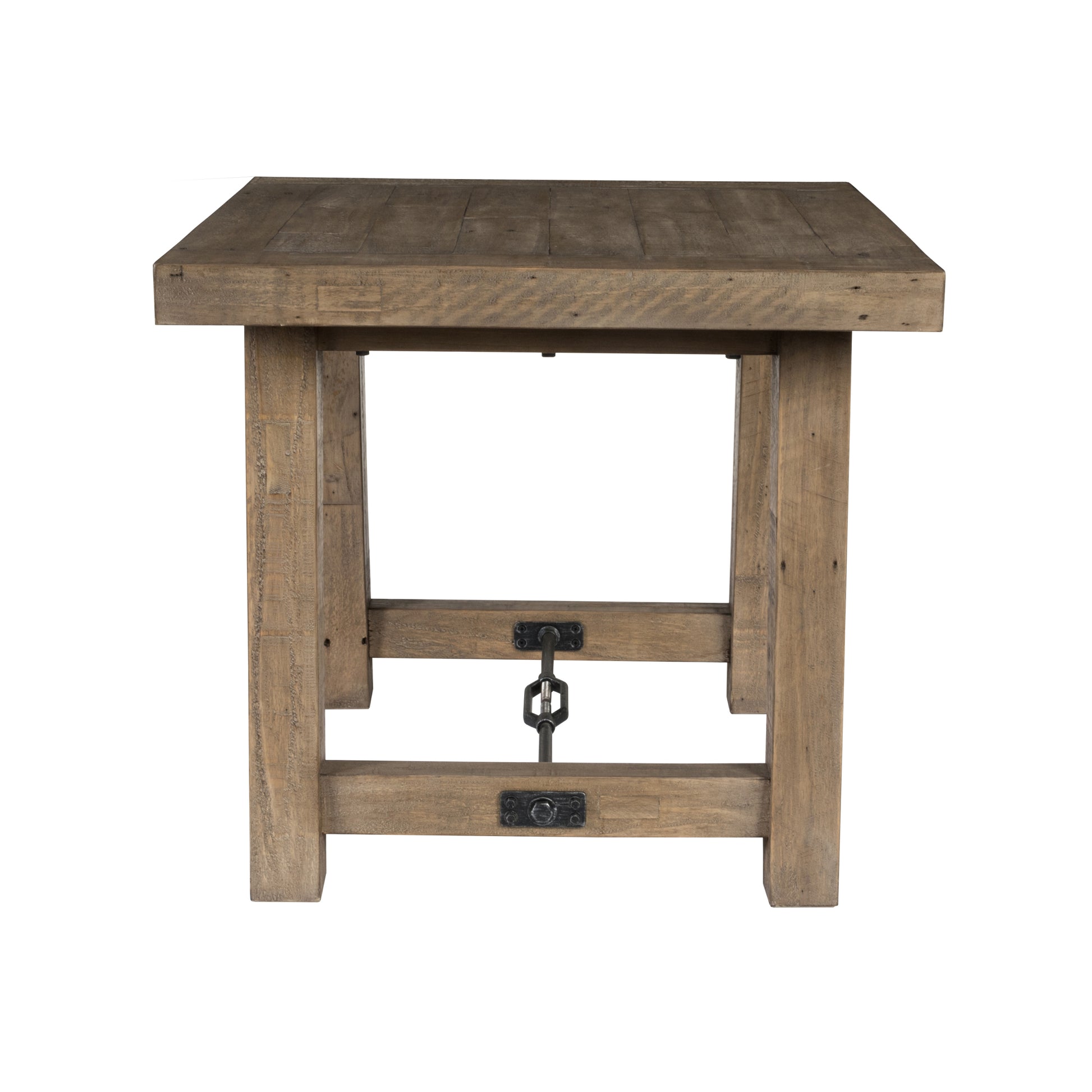 Handcrafted Reclaimed Wood End Table With Grains, Weathered Gray Gray Wood Metal