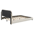 Queen Size Velvet Upholstered Platform Bed,Solid Frame And Stylish Curve Shaped Design, Beige Queen Beige Velvet