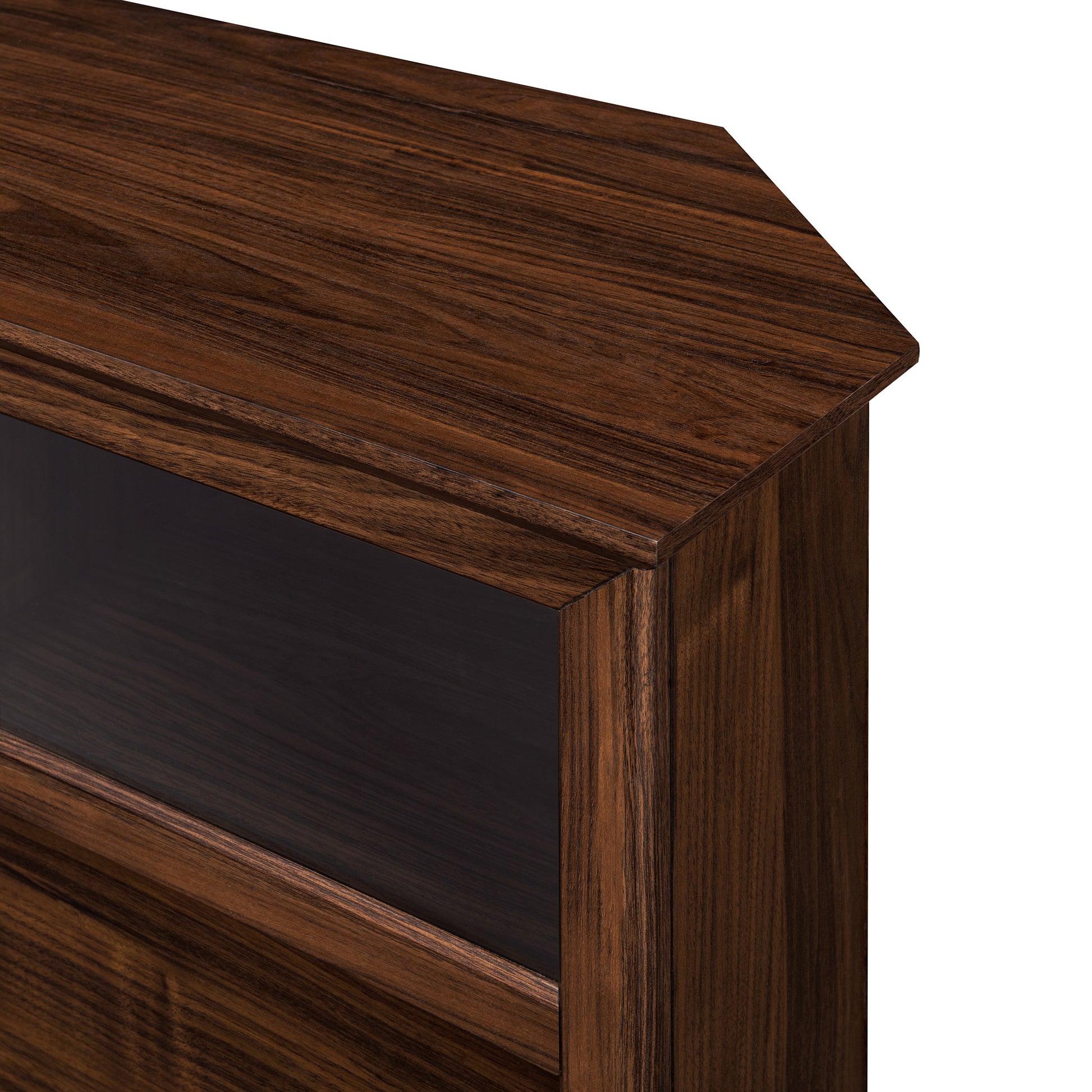 Modern Angled Side Fireplace Corner Tv Stand For Tvs Up To 10015 Dark Walnut Dark Brown Mdf Mdf