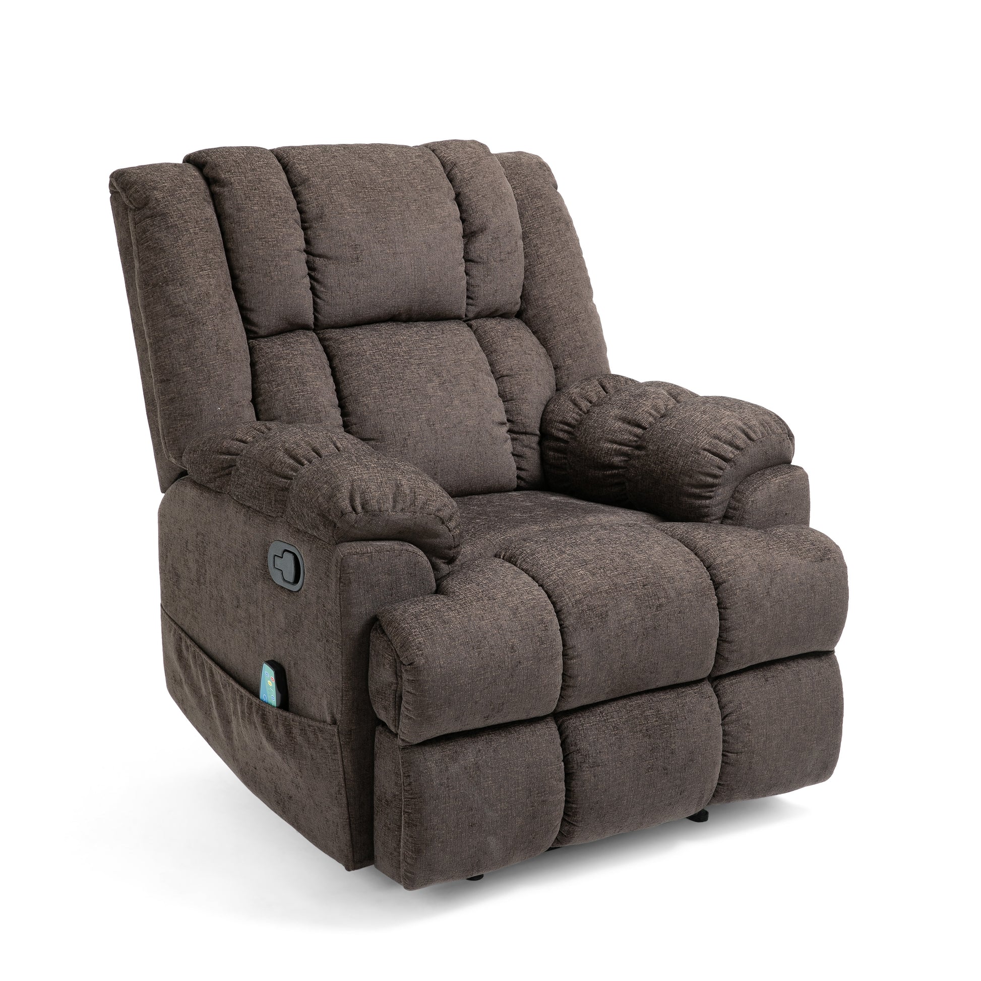 Massage Recliner Brown Fabric