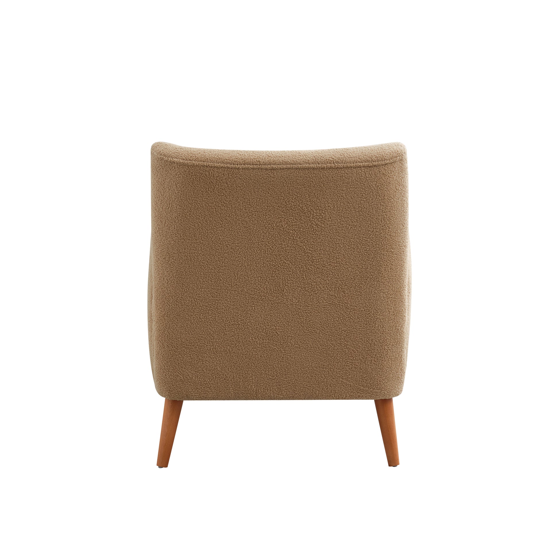 Modern Wingback Lounge Chair Stylish Design, Soft Fabric, Solid Wood Legs, Durable Frame,Brown Camel Boucle