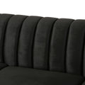 84 Inch Black 3 Seater Velvet Sofa Button Tufted With Trim, Curved Backrest, And Rolled Arms, Stylish And Elegant Couch For Modern Living Rooms, Durable Upholstery, Luxury Design Black Velvet Wood Primary Living Space Medium Firm Loose Back Medium Duty