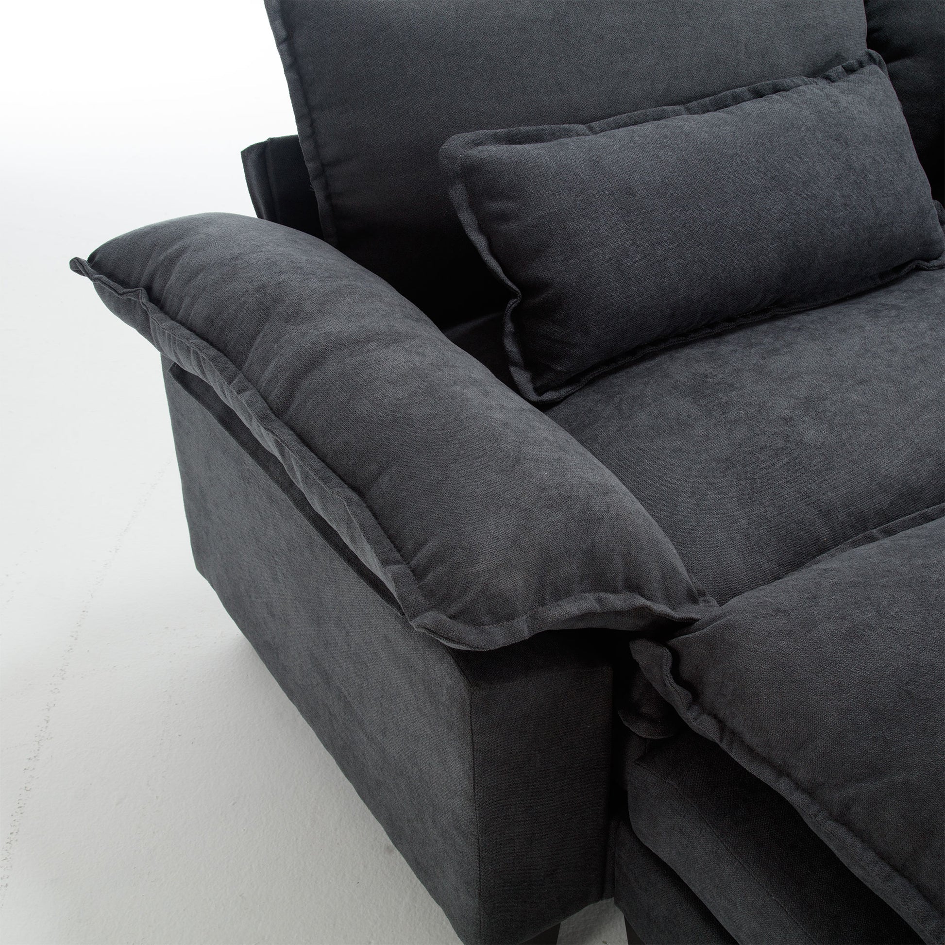 154.8" Oversized Modular Sofaice Velvet Large U Shaped Couch Comfy Upholstered 4 Seat Sofa With 2 Ottoman, 4 Lumbar Pillow, Deep Seat Couch For Living Room Dark Gray Primary Living Space Modern Foam Polyester 6 Seat