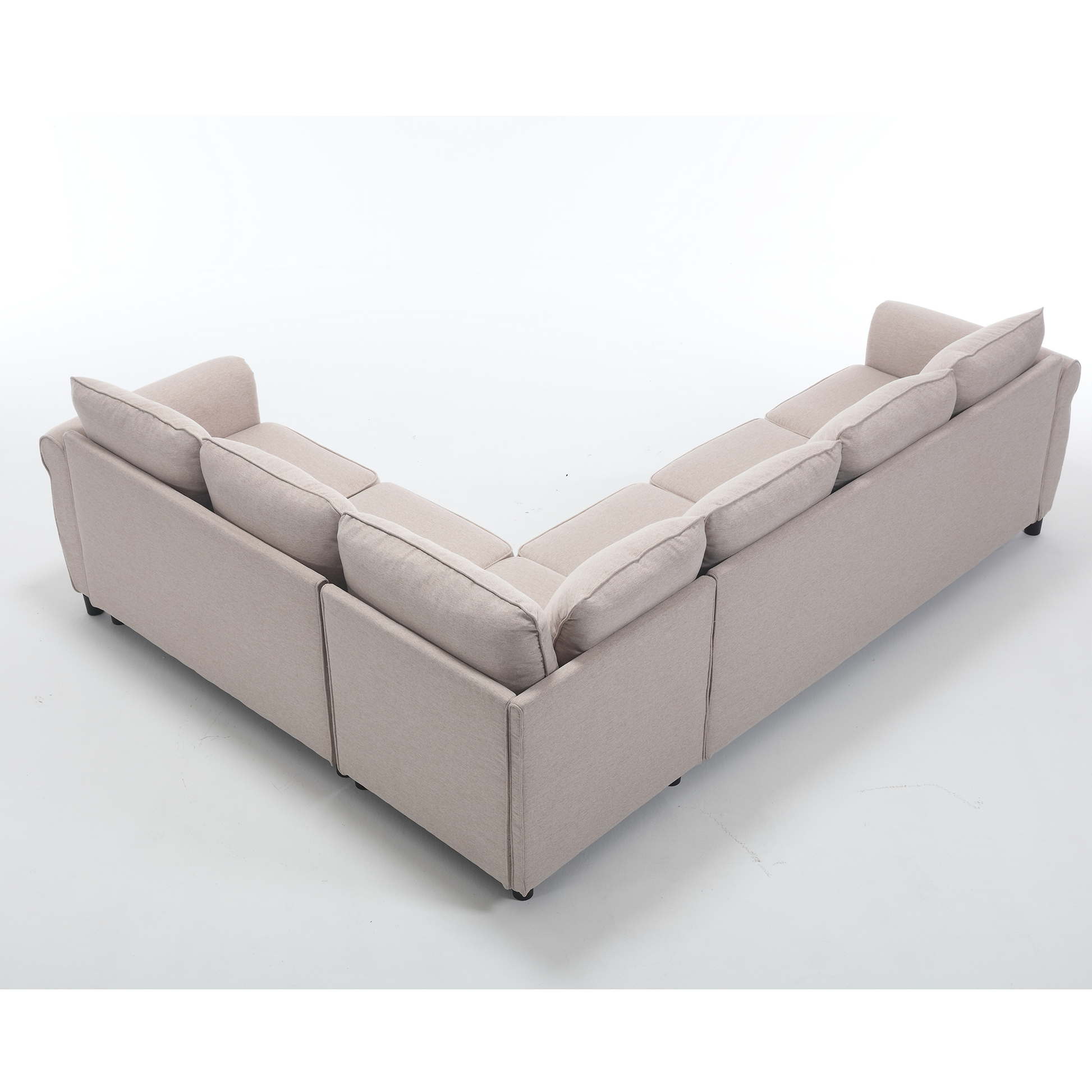 Arrived Sleeper Sofa, 2 In 1 Pull Out Couch Bed,6 Seater Sofa Bed, L Shaped Sleeper Sectional Sofa Couch,Riveted Sofa,104'' Large Combined Sofa Bed In Living Room, Beige Beige Polyester Wood Primary Living Space Medium Soft Cushion Back Modern Polyester