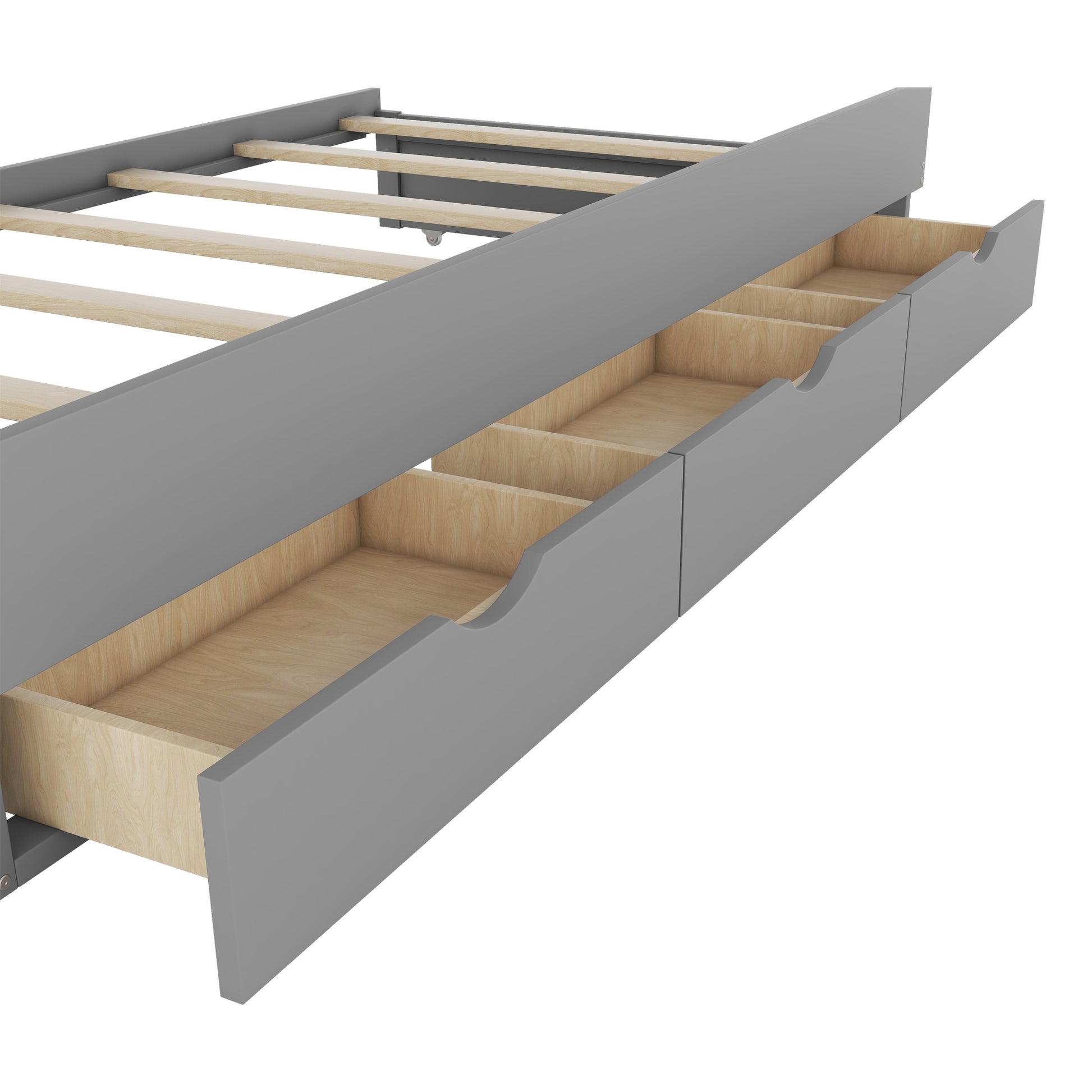Full Size Wooden Led Platform Bed With Trundle, With Storage Headboard, With Drawers, Gray Full Gray Plywood