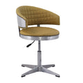Turmeric And Chrome Adjustable Swivel Tufted Stool Yellow Primary Living Space Leather