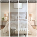 Back Print Long Fur Comforter Mini Set King White Polyester