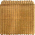 22 Inch Side End Table, Woven Rattan Frame, Waterfall Edges, Square Surface Brown Metal