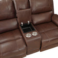 Comfortable Reclining Sofa 2Pc Set Brown Faux Leather Upholstered Dual Reclining Sofa Loveseat Trim, Power Usb Ports, Cupholders, Modern Living Room Furniture Brown Faux Leather Wood Primary Living Space Modern Plywood,Solid Wood 5 Seat