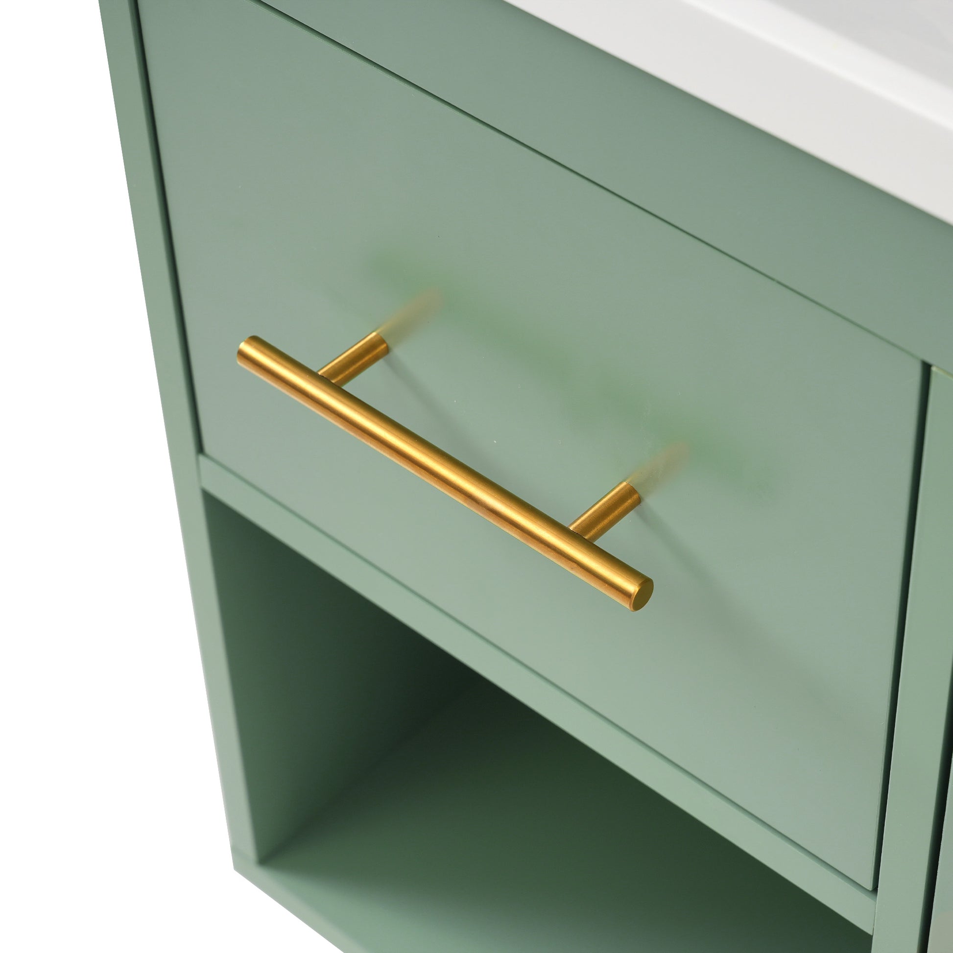 36'' Bathroom Vanity With Resin Sink Combo Set, Modern Freestanding Single Bathroom Cabinet With 2 Drawers & 2 Storage Compartments, Storage Cabinet For Bathroom, Solid Wood Frame Vanity Set, Green Green Bathroom Modern Mdf