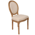 French Country Dining Chairs With Round Back Set Of 2, Upholstered, Solid Wood Legs, Accent Side Chairs For Living Room, Wedding Event Cream Cushion Cream Light Brown Dining Room Round Modern Banquet Chair Rubberwood Cotton Linen Rubber Wood