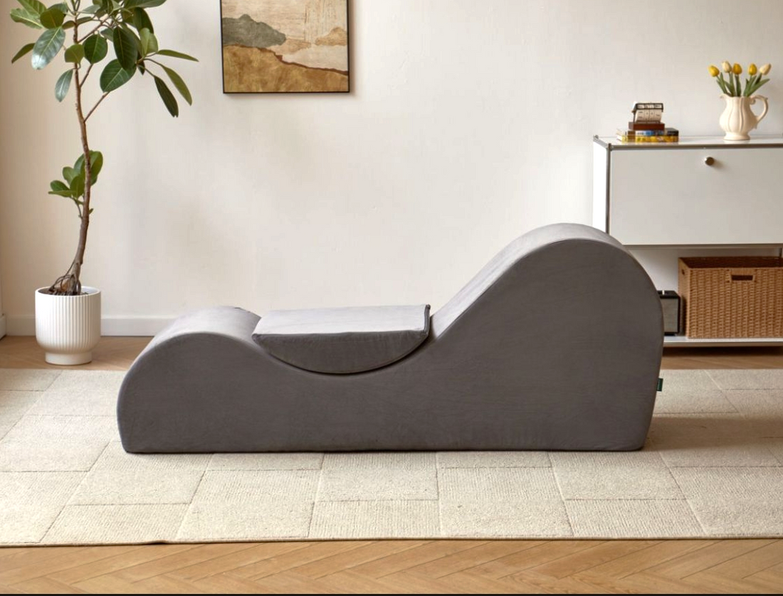 Solace Chaise Lounge Chair Relaxation, Ergonomic Design With Soft Yet Firm High Density Foam Core, Removable Machine Washable Cover, Grey Grey Polyurethane