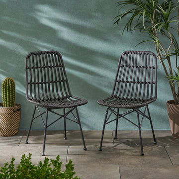 Sawtelle Chair Grey Rattan Metal
