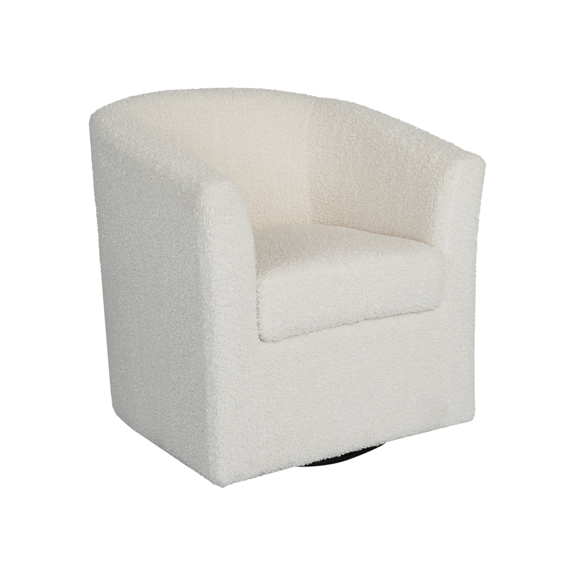 Teddy Velvet Swivel Chair, White, No Installation Required White Teddy