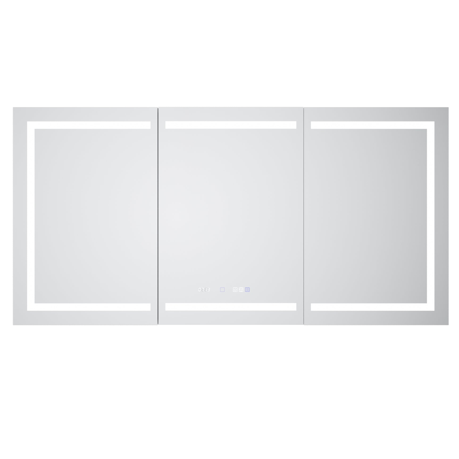 Smart Led Medicine Cabinet With Gfci Outlet & Blum Hinges, Buil Built In High Power Outlet ,72*36 Inchstepless Dimming & Anti Fog,Integrated Design,Multifunctional Bathroom Storage Silver Aluminium