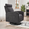 Swivel Upholstered Manual Recliner Chair Theater Recliner Sofa 360 Degree Nursery Glider Rocker For Living Room, Dark Coffee Dark Gray Primary Living Space American Design,American Traditional,Modern Fiber Foam Pads Chenille