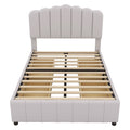 Full Size Upholstered Bed With 4 Storage Drawers,Wood Slat Support, Beige Full Beige Upholstered