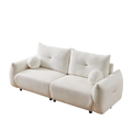 Lamb'S Wool 2 Seater Cushion Sofa 90'' Comfortable Sofa For Living Room Bedroom And Other Casual Spaces Lamb'S Wool Sofa With 2 Cushions And 2 Ball Pillows. Beige Beige Foam Fabric 2 Seat