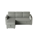 85 Inches Corduroy Sofa Bed, 3 Seater Sleeper Sofa With Storage Chaise, Square Handrail With Two Cup Holder And Usb Charge Port, Pull Out Couch For Living Room Light Grey Corduroy 3 Seat