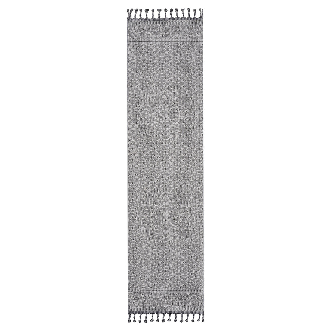 Naar Guros Collection 2X8 White Ivory Medallion Indoor Outdoor Area Rug White Polypropylene