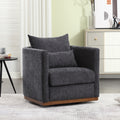 Coolmore Swivel Barrel Chair, Comfy Round Accent Sofa Chair For Living Room, 360 Degree Swivel Barrel Club Chair, Leisure Arm Chair For Nursery, Hotel, Bedroom, Office, Lounge Carbon Black Chenille Carbon Black Primary Living Space Foam Chenille