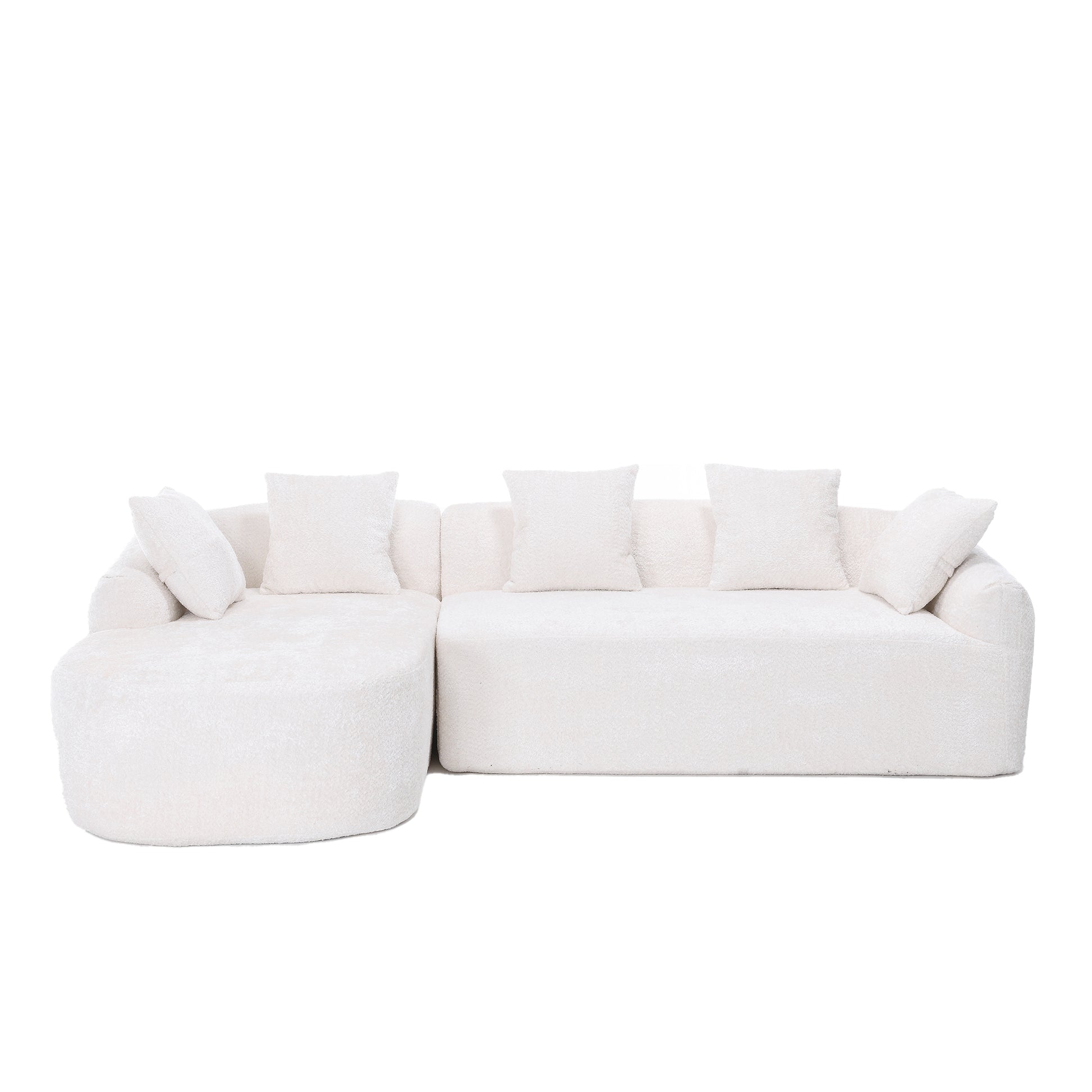 Coolmore Boucle Sofa 3 Seater For Living Room Oversized Comfy Sofa L Shape Sofa Couch With Chaise Home Furniture Sleeper Sectional Sofa For Apartment, Office Left Hand Facing Beige Beige Primary Living Space Foam Boucle 3 Seat